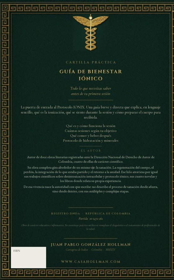 Contraportada de IONIX. Guía de bienestar iónico