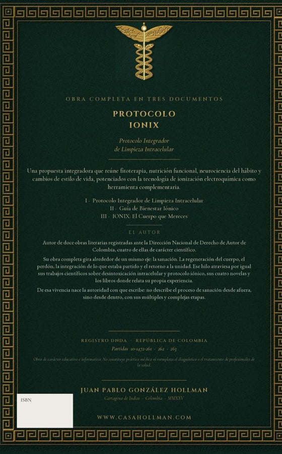 Contraportada de Protocolo IONIX. Obra completa